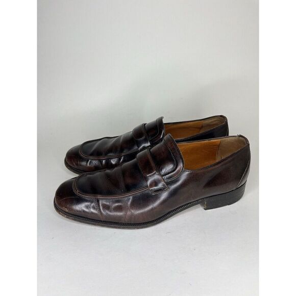 Sears Vintage Loafers Men Size 9.5D Brown Leather Made In Italy - Picture 3 of 13